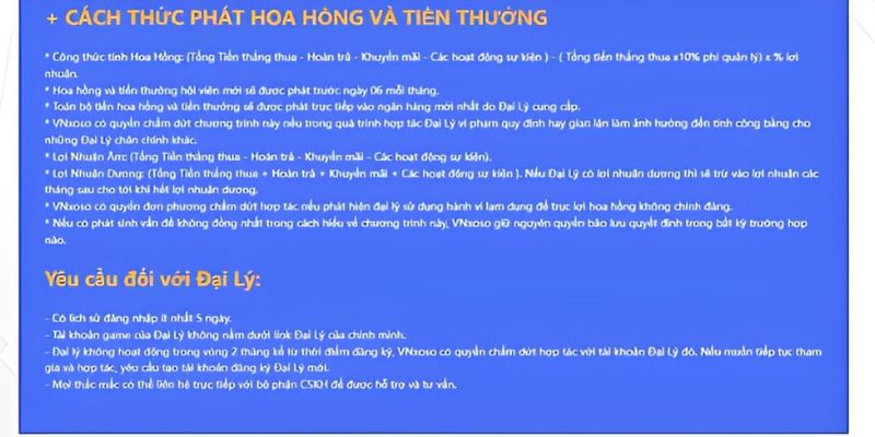 Công việc của đại lý vnsoxo